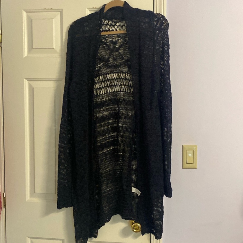 SALE! Lucky brand longer length cardigan duster open weave szL navy